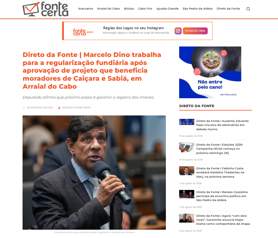 Recorte da matéria sobre a regularização fundiária